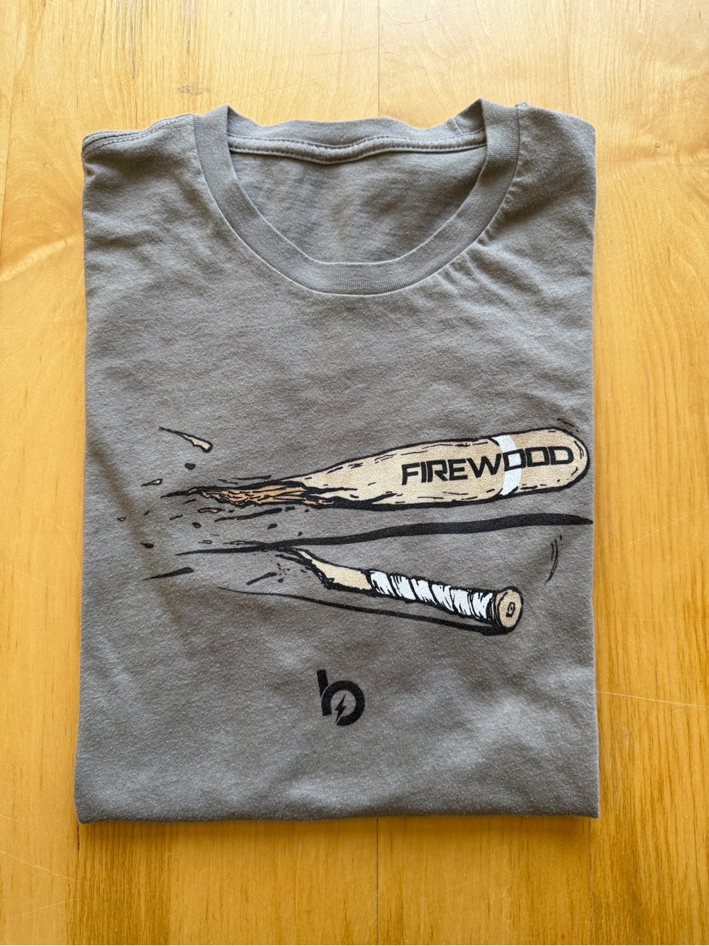 Firewood Baseball Bat Graphic Tee Gray Size Large